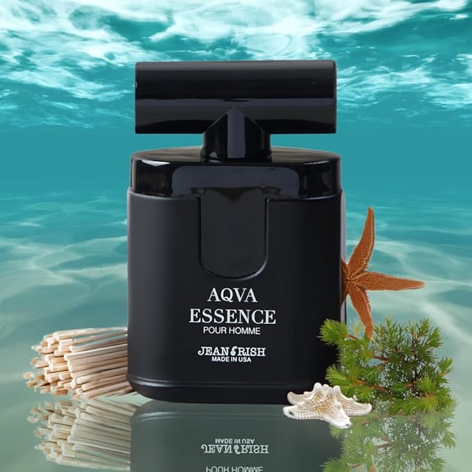 Jean Rish Aqva Essence Eau De Toilette - Perfume for Men (3.4 Fl Oz / 100ml) with Bergamot, Rosemary & Patchouli Notes - Long Lasting and Luxury Fragrance, Made in USA