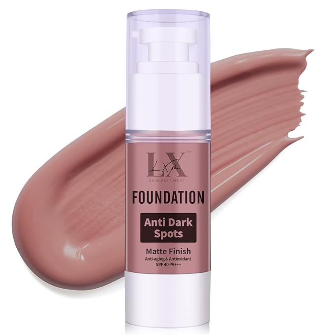 Anti-Dark Spot Liquid Foundation - Collagen Serum Foundation Infused with 2% Niacinamide, High Coverage For A Smooth & Satin Finish, 408 Deep
