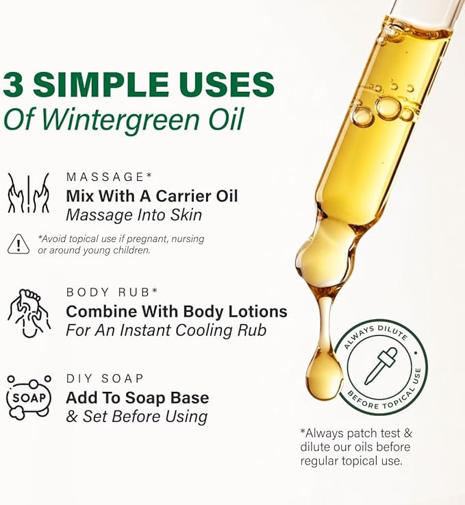 KUKKA Wintergreen Essential Oils - 3.40 Fl Oz - for Hair, Skin, Diffuser, Aromatherapy & DIY Soap Making Scent