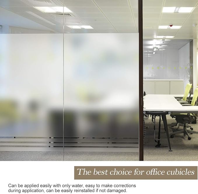 HIDBEA Frosted Window Privacy Film - Non Adhesive Static Cling Glass Stickers Sun UV Blocking Heat Control Door Covering Decals for Home Office, 35.4 x 98.4 Inch