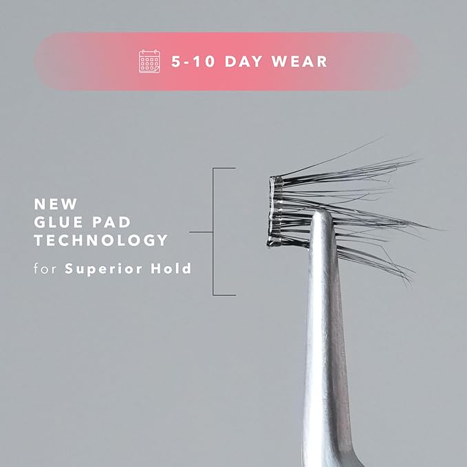 Silly George Pop-On Lashes - DIY 1-Step Pre-Glued Faux Eyelash Clusters, Natural Look Extensions, Black - Rosy, 5-7 Pair Set, Pack of 60 Clusters