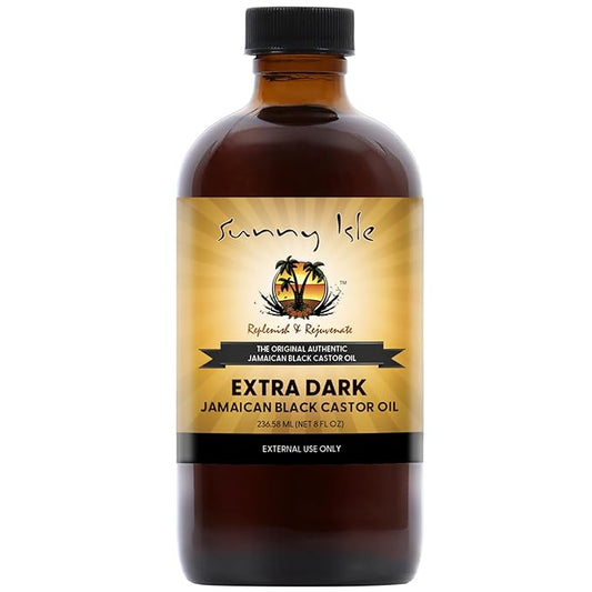 Sunny Isle Extra Dark Jamaican Black Castor Oil, 8 fl. oz. | 100% Natural High Potency Treatment for Hair, Scalp
