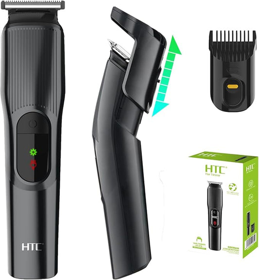 HTC Professional Hair Trimmer, Precision Alloy Steel Blade Hair Clippers, Type-C Fast Charging, 5 Adjustable Settings, Rechargeable