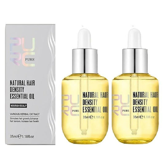 PURC Natural Hair Density Essential Oil,PURC Oil for Hair Growth,Natural Hair Regrowth Serum for Women & Men-35 ML(2 PCS)