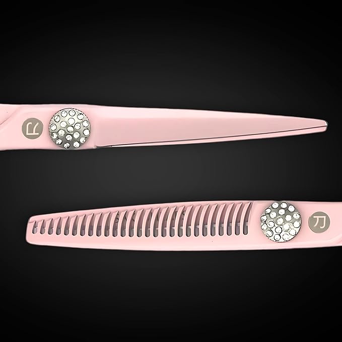 Pink Swivel Hair Scissors Set for Professional Use - 440C Stainless Steel w/Pink Titanium Finish - Sharp, Durable (5.5" Swivel Set)