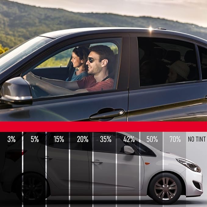 United Professional Window Tint 20% VLT 24" in x 100'Ft 1Ply Dyed Film Upgraded - Privacy Window Tint for Car, Home, Blocks UV/IR Rays, Reduce Heat & Glare - Adhesive Window Film Standard Black Color