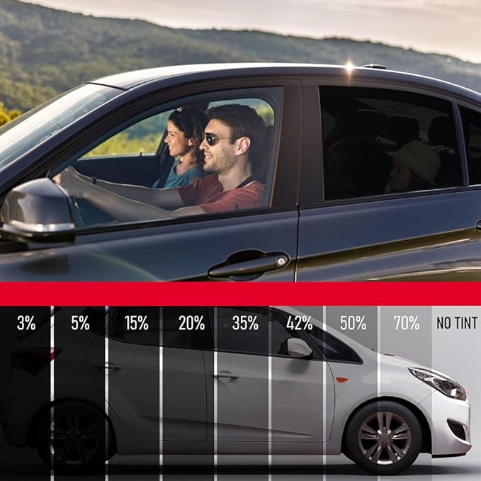 United Window Tint 24Inch x 100Ft 2Ply Carbon Film with 3% VLT - Privacy Window Tint for Cars, Home -Blocks UV/IR Rays, Reduce Heat & Glare - Adhesive Film with Lifetime Color Stability