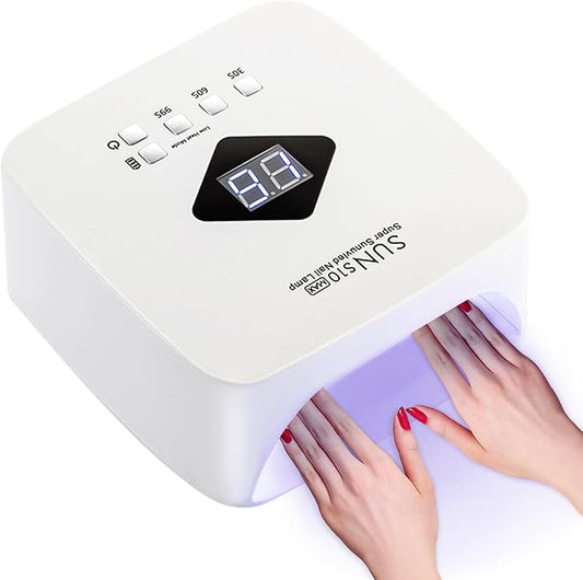 Cordless Nail Lamp 120W Rechargeable UV Light for Gel Nails LED Nail Dryer with 3 Timer Modes Perfect for Salon and Home Use Portable Cordless Design Continuous Use Up to 4-5 Hours(S10)