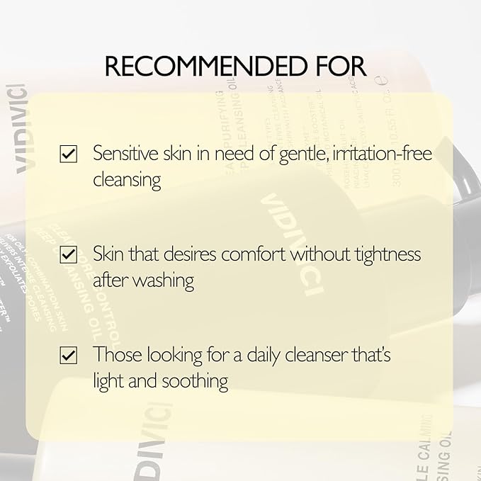 VIDIVICI Clear Gentle Calming Deep Cleansing Oil 10.14 fl.oz | Smooth & Gentle Makeup Remover for Sensitive Skin, Protect Skin Barrier with Ceramide, Korean skin care