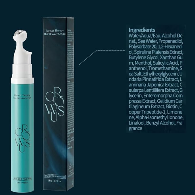 GROWUS Recover Therapy Booster Serum, Scalp Serum for receding hairline, Supports Fuller Hair, Packed with Biotin, Sea Water, Free from Paraben, Sulfate