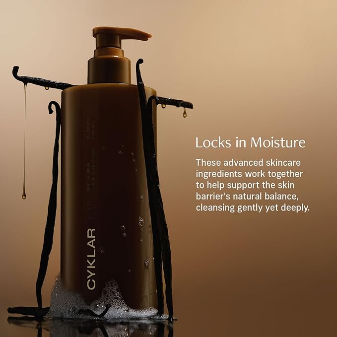 CYKLAR Sensorial Body Wash. Vanilla Verve Hydrating Cleanser with Moisture Locking Multi-Oil Complex, Sodium PCA and Glycerin. Nourishing Shower Gel for Women and Men, 16.5 Fl Oz Luxury Bodywash