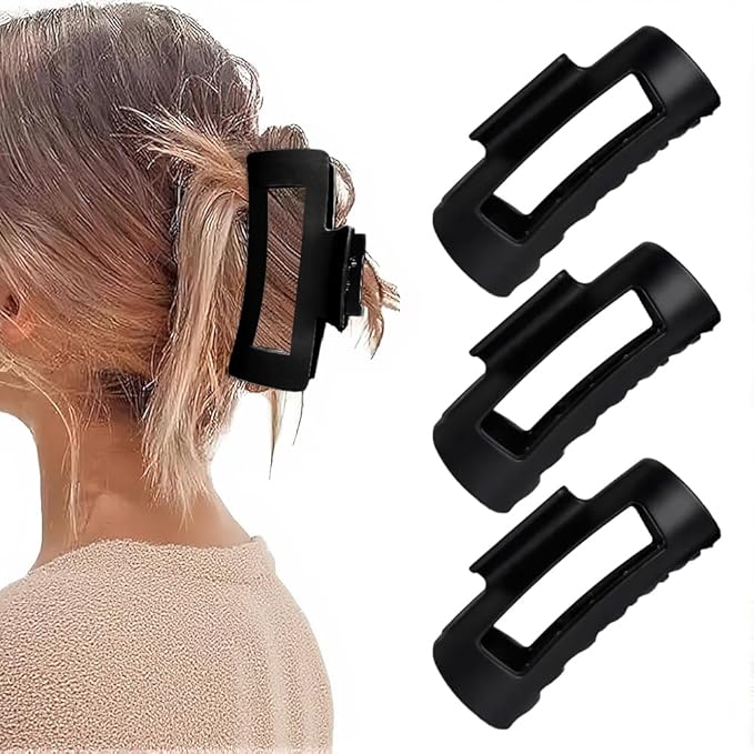 Silicone Hair Clips, Cloud Hair Pins for Women, 3.9 inch Soft Hair Claw Clip for Thick/Fine/Thin/Curly Hairstyle, Black 3 Pack