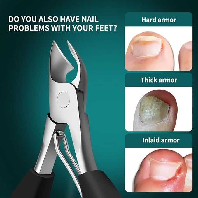 DEOU Heavy Duty Large Opening toenail Clippers, Suitable for Embedded Growth and Rough Nails, Home Pedicure Tools for Men, Women, Elderly (Heavy Nail Clippers+Nail Remover)