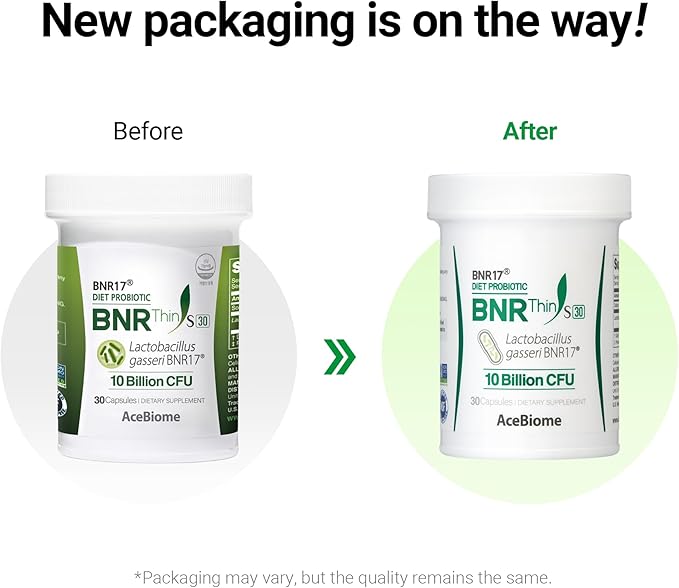 BNRThin S30, Lactobacillus Gasseri BNR17, 10 Billion CFU Guaranteed, 30Capsules