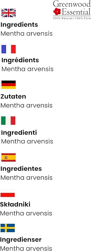 Greenwood Essential Cornmint Essential Oil (Mentha arvensis) Pure | Non-Sticky | Non-Greasy | Lightweight | Men & Women | All Skin Types | Steam Distilled 15ml (0.50 oz)