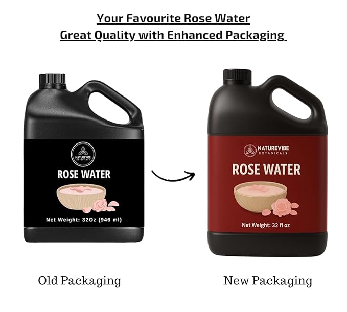 Naturevibe Botanicals Pure Rose Water Toner 32 oz Hydrating Facial Mist & Hair Spray | 100% Natural, Alcohol-Free Skin Care & Makeup Setting Spray