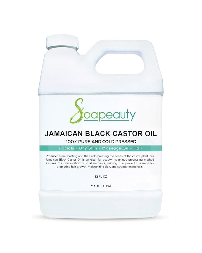 Soapeauty JAMAICAN BLACK CASTOR OIL Cold Pressed Unrefined | 100% Pure Natural Black Castor Oil Promotes Healthy Skin & Hair | Carrier Oil & Strengthens Nails | 32 Oz