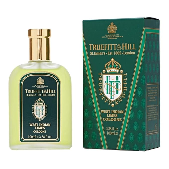 Truefitt & Hill Luxury Cologne - West Indian Limes - Premium Long-Lasting Citrus and Clove Men's Fragrance Presented in a Beautifully Etched Traditional Atomizer Bottle - 3.38 oz