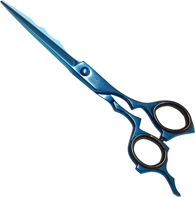 ANDUSTRIAL - Professional Hair Cutting Scissors/Shears For Men/Women/Home/Salon - Premium High Carbon Steel Quality - Smooth And Sharp - 6.5 Inch, Blue