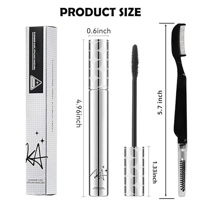 2Pack Black Mascara for Women, Prime Waterproof Volume and Length for Hypoallergenic Máscara with Long Lasting, Hypoallergenic, Lightweight for Sensitive Eyes, 01