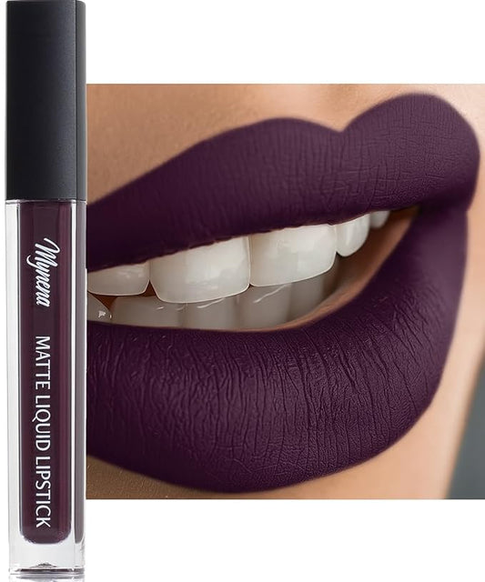 Mynena Deep Eggplant Long Lasting Lipstick for Women Waterproof & Transfer-Proof | Hydrating with Shea Butter | Bold Pigment Matte Color Lip Stain | Talc-Free & Vegan Product that Performs | Mia