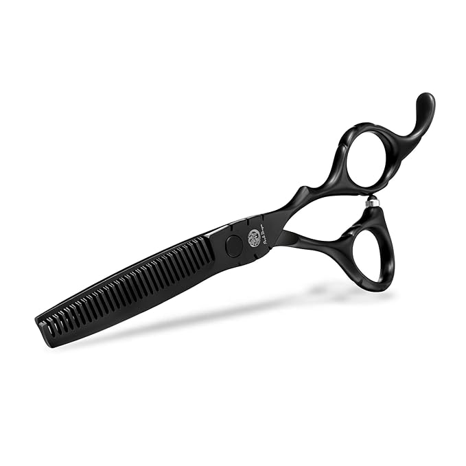 Purple Dragon Professional Japan 440C Hair Salon Cutting Shear and Barber Thinning Scissor Hairdressing Shear Set with Bag (Black, 6 Inch)