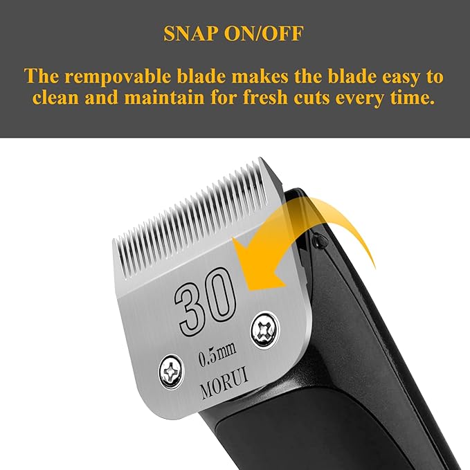 30 Cut Length 1/50"(0.5mm) Detachable Pet Dog Clipper Blades UltraEdge Series Clipper Blades for Dog Grooming Compatible with Most Andis,Oster A5 Wahl KM Series Clippers