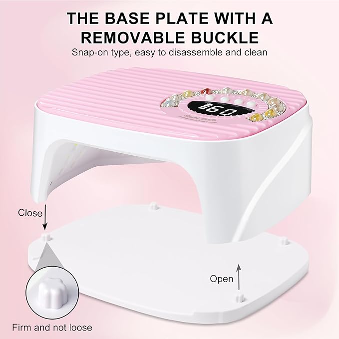 LIMEGIRL UV LED Nail Lamp Kit for Gel Polish Professional Fast Curing Pink Dryer Light Set with 45PCS Lamp Beads and Gloves Cordless Rechargeable Nail Art Cure Machine for Manicure Pedicure