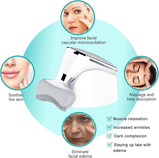 Face Massager, Facial Neck Care Tool with Vibrating Heating Mode, Portable Handheld Gift White