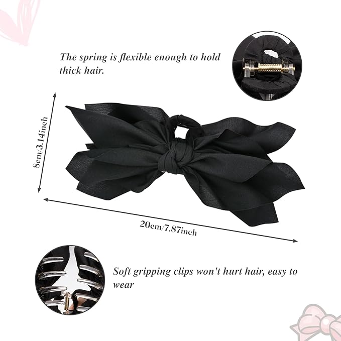 Bow Claw Clips Hair Clips Big Hair Bows for Women Butterfly Styling Large Hair Clips for Thick Hair for Girls Hair Accessories for Teen 3PC