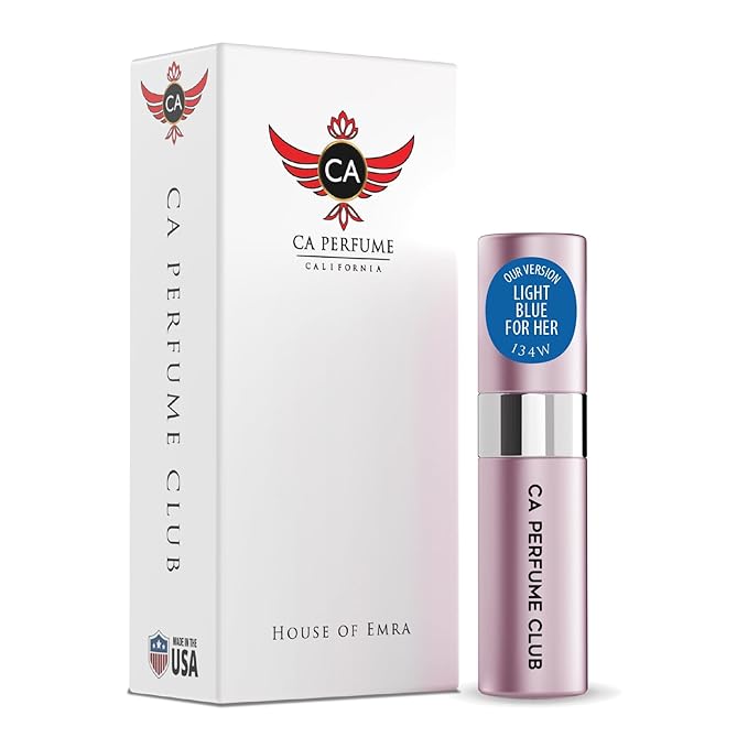 CA Perfume Impression of Light Blue For Her for Women Floral Fruity Scent Long Lasting Perfumes for Women Eau De Parfum Travel Size Refillable Atomizer Spray 0.27 Fl Oz 8ml