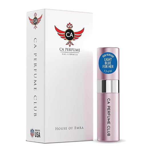 CA Perfume Impression of Light Blue For Her for Women Floral Fruity Scent Long Lasting Perfumes for Women Eau De Parfum Travel Size Refillable Atomizer Spray 0.27 Fl Oz 8ml