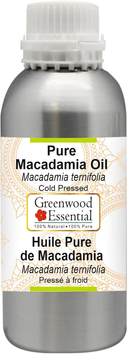 Greenwood Essential Pure Macadamia Oil (Macadamia ternifolia) Cold Pressed 630ml (21 oz)