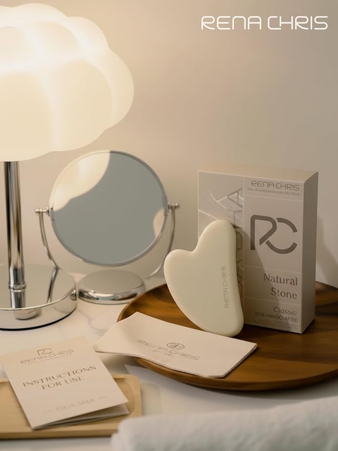 Rena Chris Gua Sha Facial Tools, Silicone Guasha Tool for Face and Neck Acupuncture, Facial Manual Massager Tool for Jawline Sculpting and Puffiness Reducing, Skincare Gift for Women