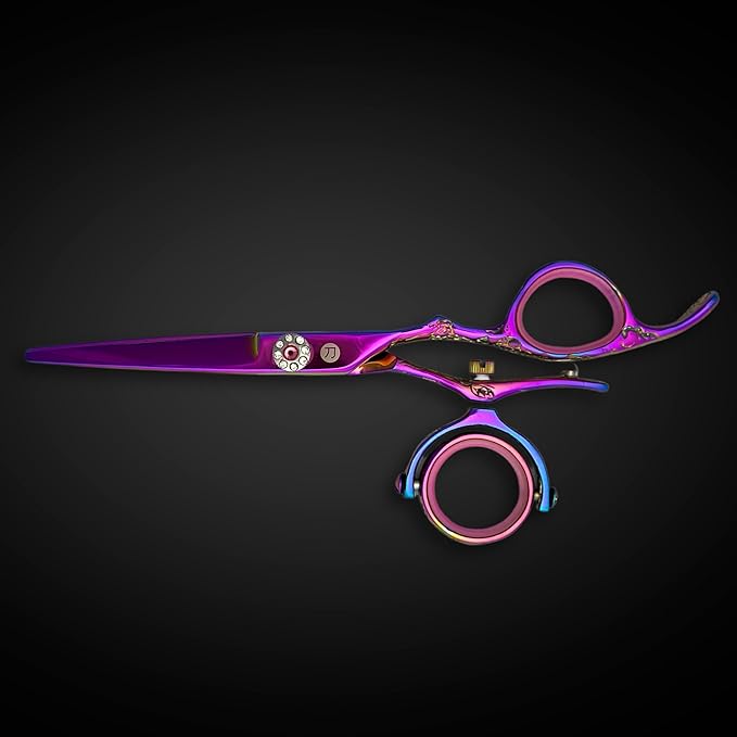 Swivel 5.5" Saki Kohana Pink Hair Shear Set (Swivel Cutting Shears, Swivel Thinning Shears, Razor, Case) - 440C Steel - For Professional Use