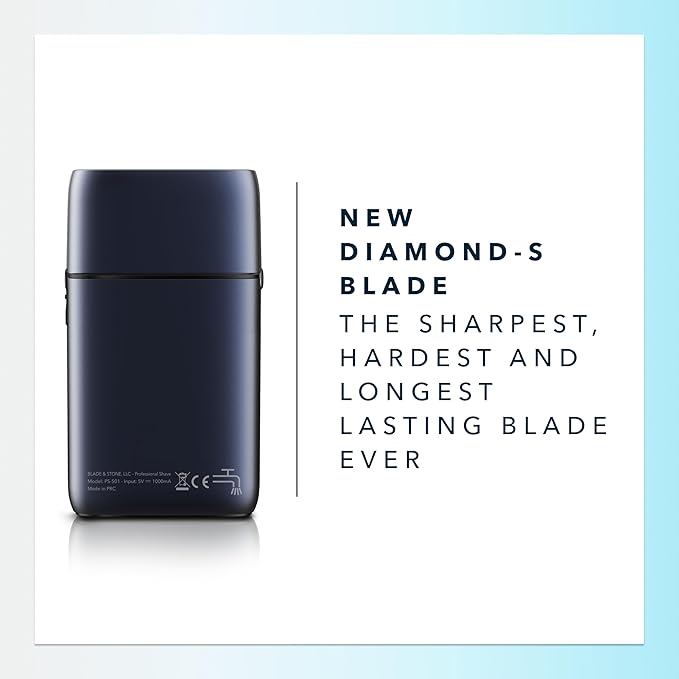Blade & Stone PS501 Foil Shaver for Men – Dual Foil Cordless Shaver with Graphene-X Blades and 8000 RPM Digital Motor – All-Metal, Rechargeable Wet and Dry Razor – Dark Night