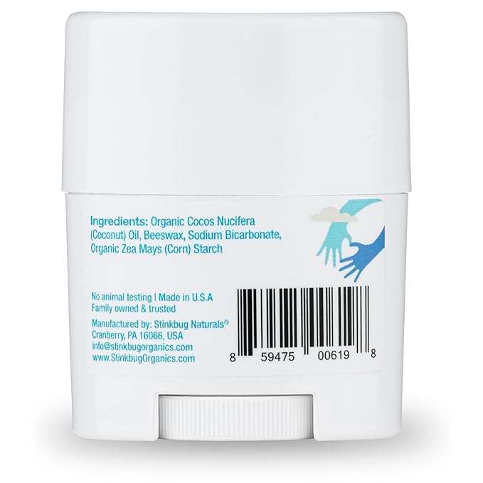 Stinkbug Naturals Aluminum Free Organic Travel Size Deodorant Stick with Unscented, Coconut Oil, Paraben Free, Sensitive Skin Deodorant, 0.75 Ounce Pack of 9