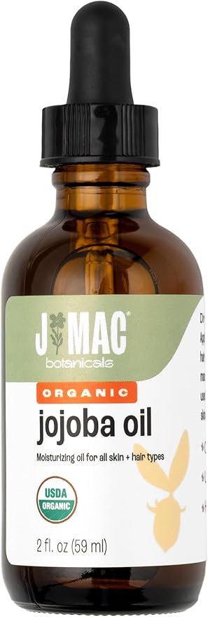 J MAC BOTANICALS Organic Unfiltered Jojoba Oil - Glass - 2 oz DROPPER