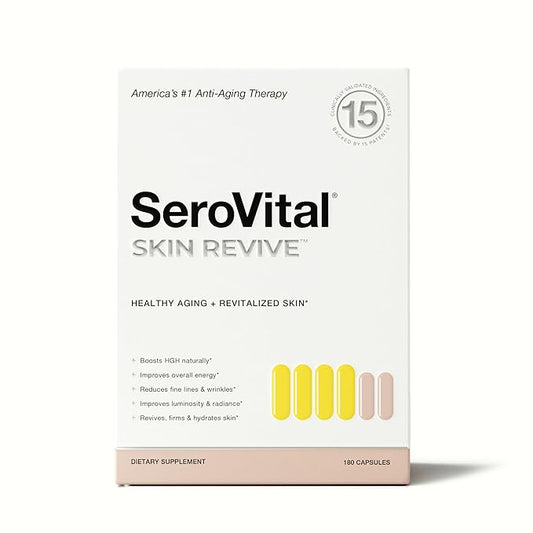SeroVital Skin Revive Anti Aging Supplement – Dual Action Day/Night Formula with Skin Integrity & Renewal Complex for Collagen Support, Skin Hydration, Fine Line Reduction – 30-Day Supply