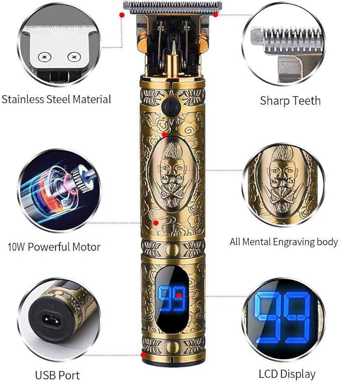 Hair Clippers for Men, Professional Hair & Beard Trimmer for Men, T-Blade Hair Edgers Clippers, Gold Knight Close-Cutting Trimmers, Cordless Clippers for Hair Cutting