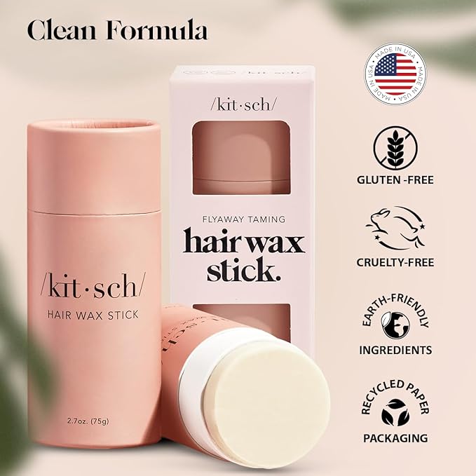 Kitsch Hair Wax Stick for Women & Men - Hair Slick Back Stick, Anti-Frizz and Fly Away Hair Tamer, No Residue Hair Finishing Stick for Flyaways, All Day Hold Styling Product for Smoothing Hair Strands