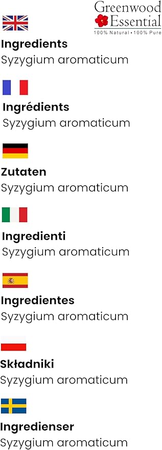 Greenwood Essential Pure Clove Essential Oil (Syzygium aromaticum Steam Distilled 100ml (3.38 oz)