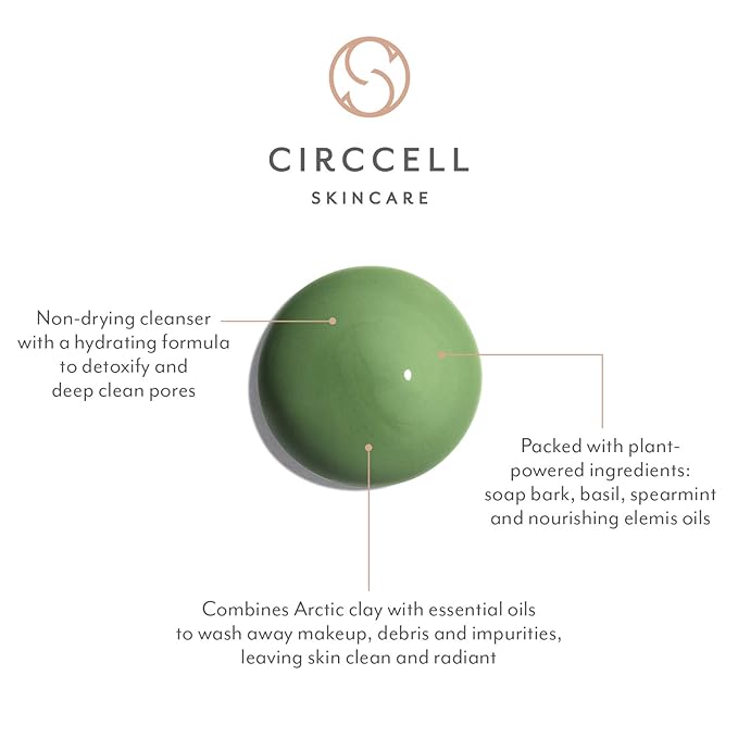 CIRCCELL Geothermal Clay Cleanser – Hydrating Facial Cleanser - Arctic Clay and Essential Oils Deep Clean & Detox Skin – Hydrating Clay Face Wash or Mask for All Skin Types