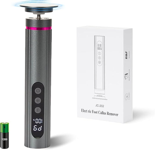 Electric Foot Callus Remover, Adjustable Speed Rechargeable Foot Sander Pedicure Tools for Feet Dead Skin with Sandpaper Disk and Nail Drill Bits,Equipped with Digital Display（Dark Gray）