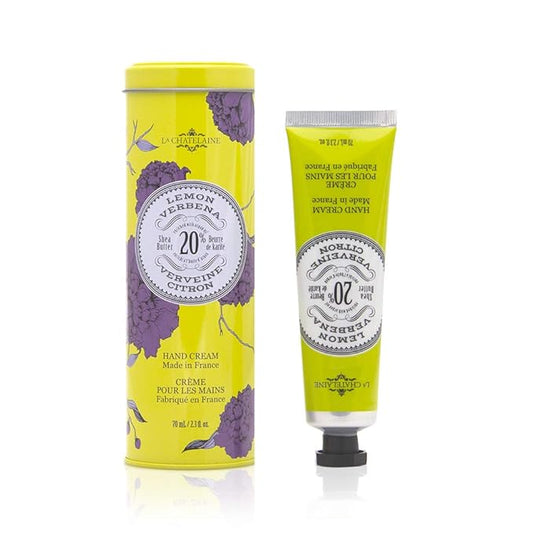 La Chatelaine Shea Butter Hand Cream, Made in France, Natural and Organic Ingredients, 70ml / 2.3 oz, Gift Tin, Lemon Verbena