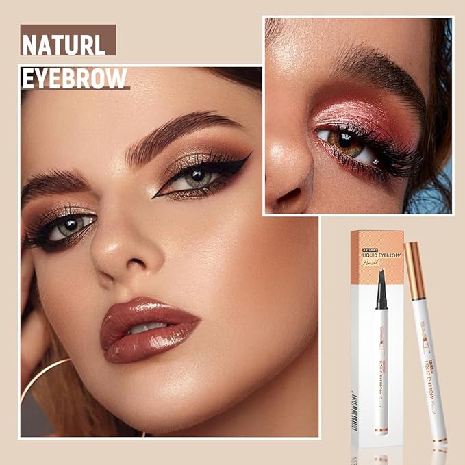 Eyebrow Pencil, Microblading Eyebrow Pencils for Women, Premium Magic 3D Waterproof Microblading Eyebrow Pen 4 Fork Tip Tattoo Pencil, Eye Brow Makeup Long-Lasting for Women (Grey)