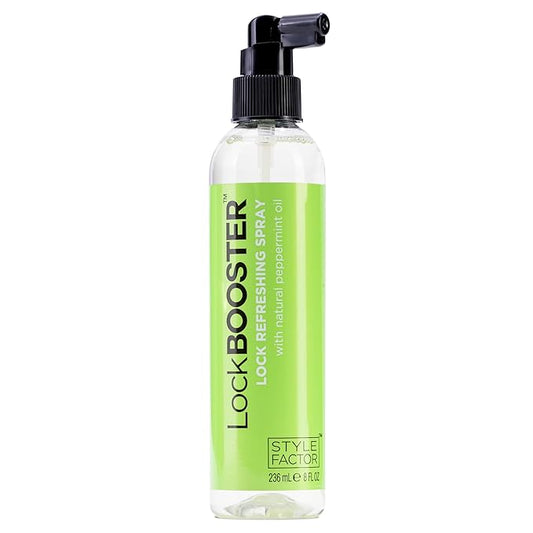 Style Factor LockBOOSTER Lock Refreshing Spray – Hydrating & Cooling Mist for Braids, Locs & Twists – Alcohol-Free Formula with Peppermint –Refresh Hair & Scalp 8 oz
