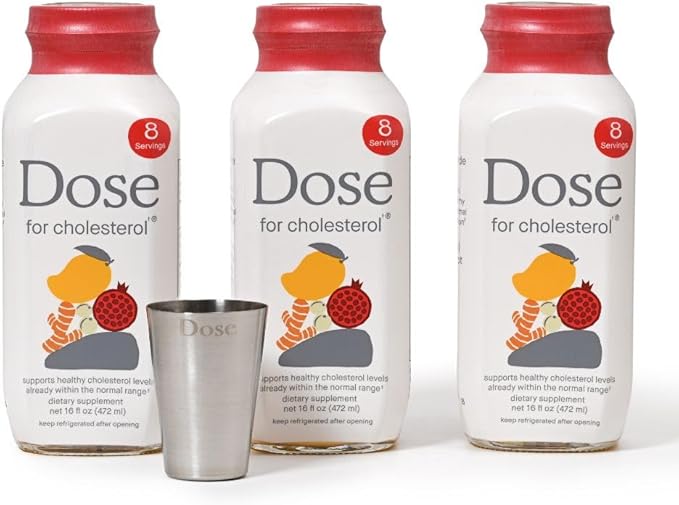 DOSE for Cholesterol Supplements Maintain Healthy Cholesterol Levels and Supports Cardiovascular Health Gluten-Free Vegan Zero Sugar, 16oz Bottle, 3 Pack (3 Week Supply)