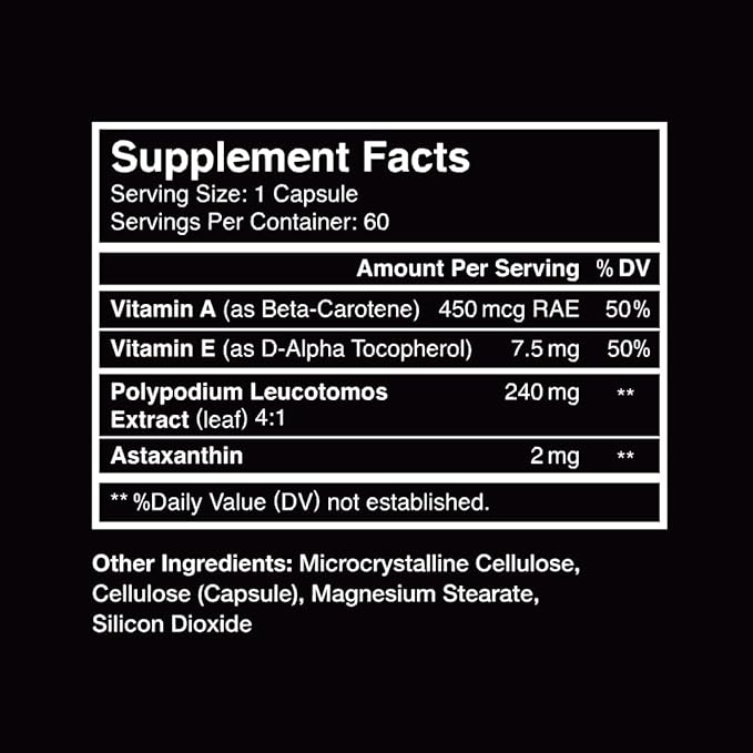 SunArmor, Dietary Supplement with Polypodium Fights The Signs of Photoaging, Use with Sunscreen, Dermatologist Developed, 60 Capsules