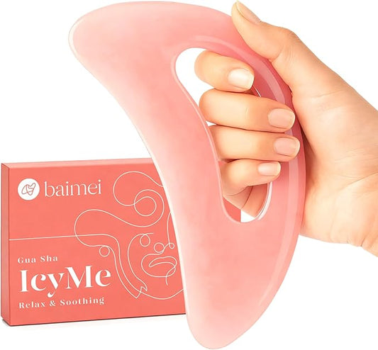 BAIMEI IcyMe Gua Sha Resin with Handle,Large Body Guasha Tool for Neck Back,Leg Massager Tool,Gua Sha Facial Massage Tools for Skin Care,Spa Gifts for Women